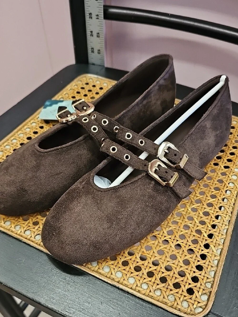 Brown Suede Double-Buckle Mary Jane Shoes for Men